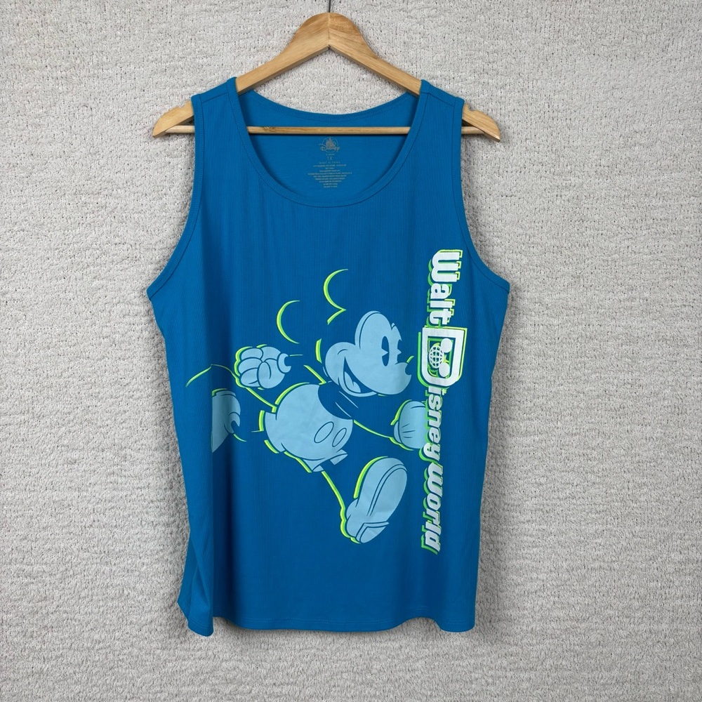 Disney Tank Top Womens 1X Blue Sleeveless Ribbed Mickey Mouse Disney World